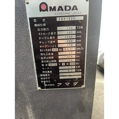 Máy chấn AMADA 100 tấn 2500mm - cữ NC9 - kẹp dao nhanh